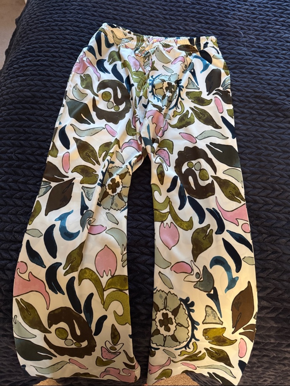 Joie Floral Print Wide-Leg Lounge Pants - Pink, Olive & Navy